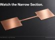 Illustrative thin copper conductor with a narrowed central section