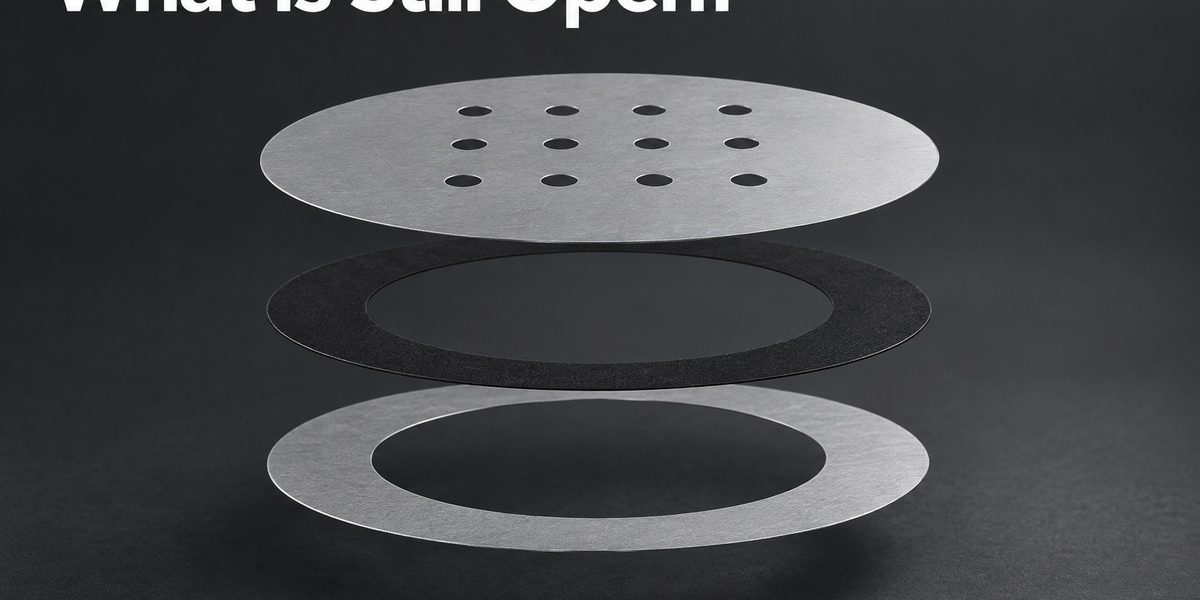 XINKETCHING illustration: How Much Open Area Remains After an Acoustic Mesh Is Assembled? Exploded conceptual microphone grille with annular gasket and support ring